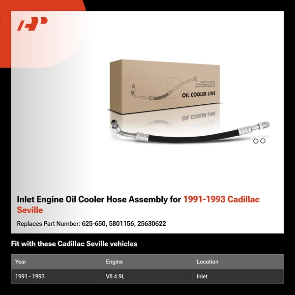 Inlet Engine Oil Cooler Hose Assembly for 1991-1993 Cadillac Seville