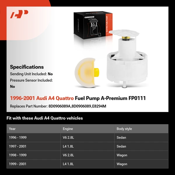 1996-2001 Audi A4 Quattro Fuel Pump A-Premium FP0111