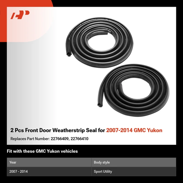 2 Pcs Front Door Weatherstrip Seal for 2007-2014 GMC Yukon