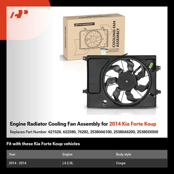 Engine Radiator Cooling Fan Assembly for 2014 Kia Forte Koup