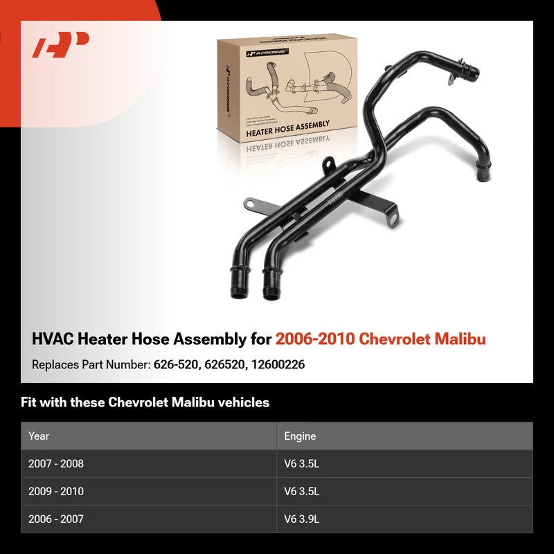 HVAC Heater Hose Assembly for 2006-2010 Chevrolet Malibu