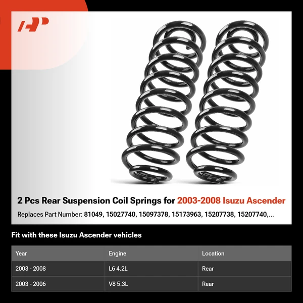 2 Pcs Rear Suspension Coil Springs for 2003-2008 Isuzu Ascender