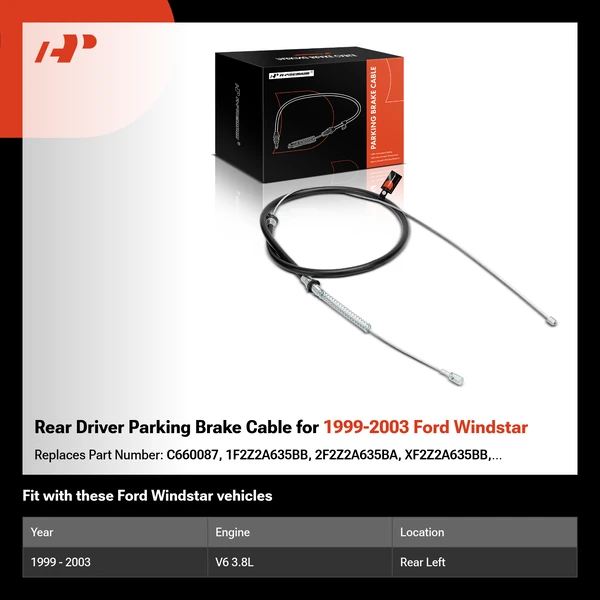 Rear Driver Parking Brake Cable for 1999-2003 Ford Windstar