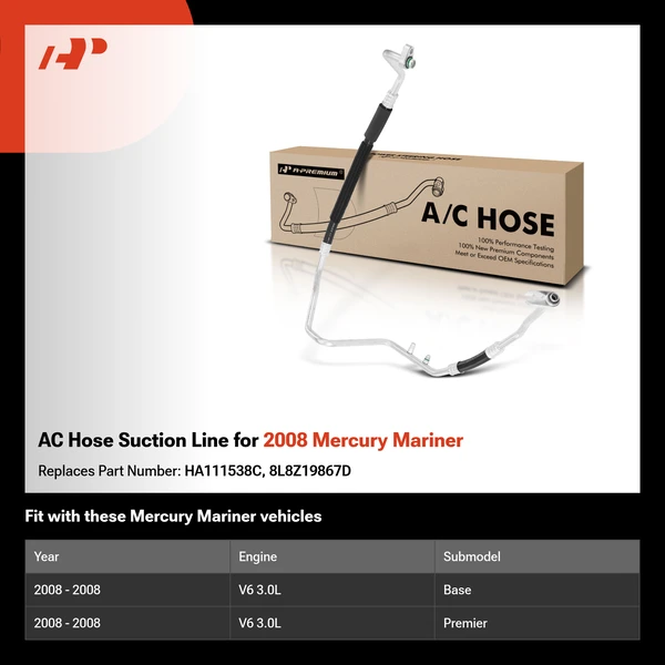 AC Hose Suction Line for 2008 Mercury Mariner