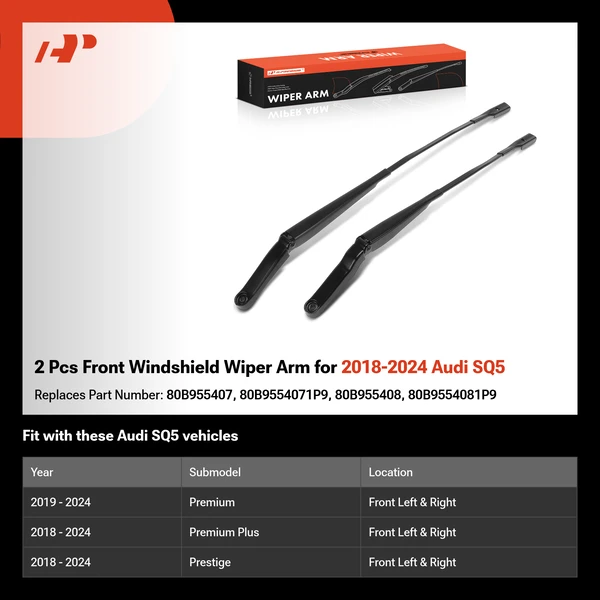 2 Pcs Front Windshield Wiper Arm for 2018-2024 Audi SQ5
