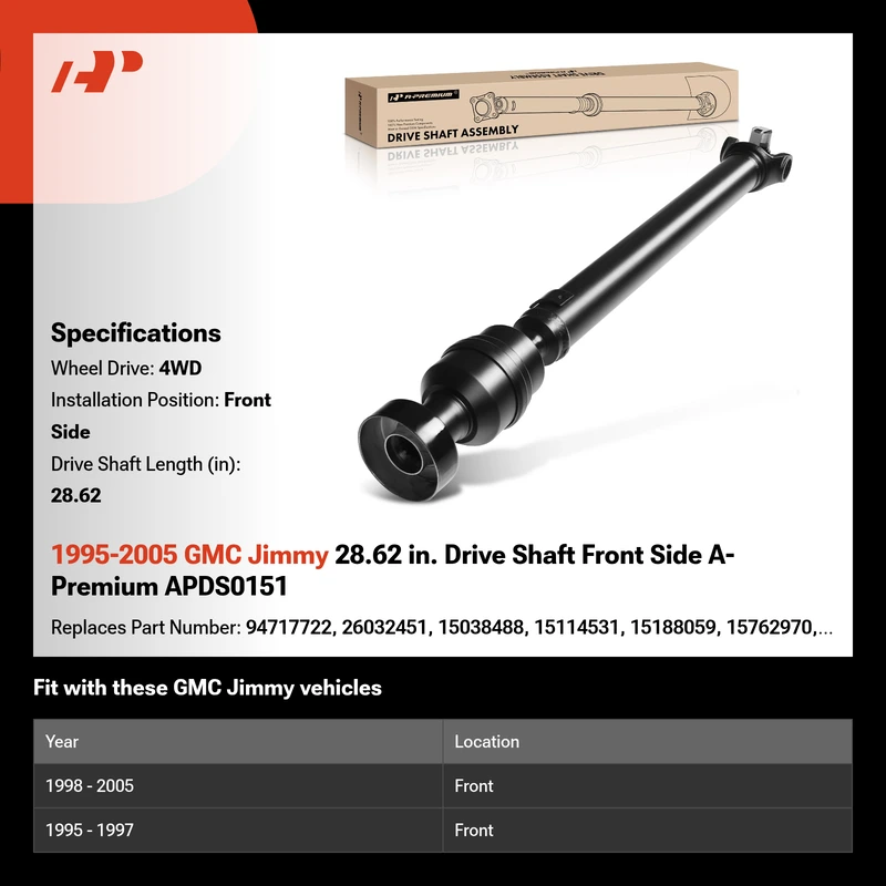 1995-2005 GMC Jimmy 28.62 in. Drive Shaft Front Side A-Premium APDS0151