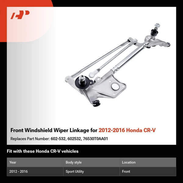 Front Windshield Wiper Linkage for 2012-2016 Honda CR-V