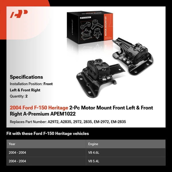 2004 Ford F-150 Heritage 2-Pc Motor Mount Front Left & Front Right A-Premium APEM1022