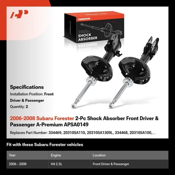 2006-2008 Subaru Forester 2-Pc Shock Absorber Front Driver & Passenger A-Premium APSA0149
