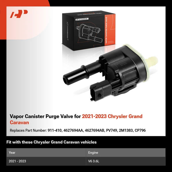 Vapor Canister Purge Valve for 2021-2023 Chrysler Grand Caravan