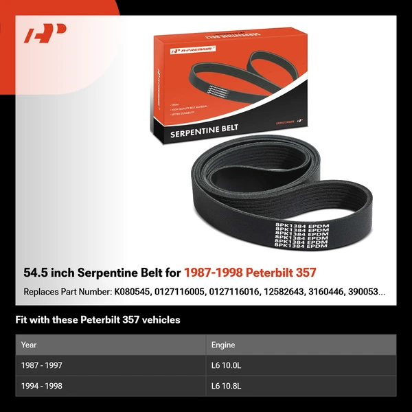 54.5 inch Serpentine Belt for 1987-1998 Peterbilt 357