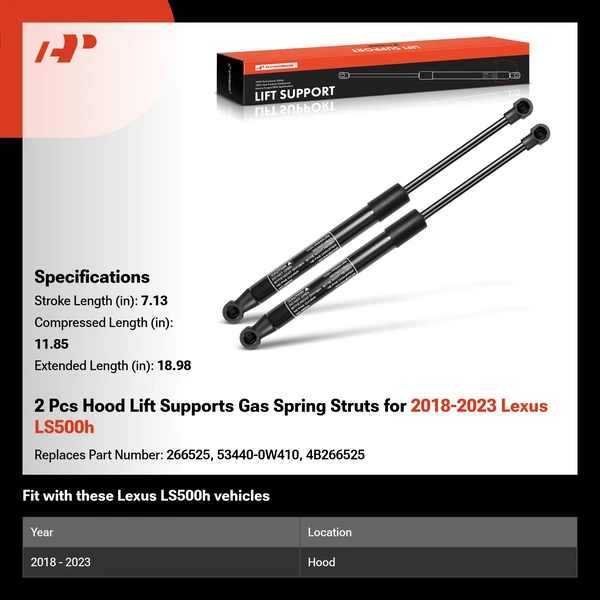 2 Pcs Hood Lift Supports Gas Spring Struts for 2018-2023 Lexus LS500h
