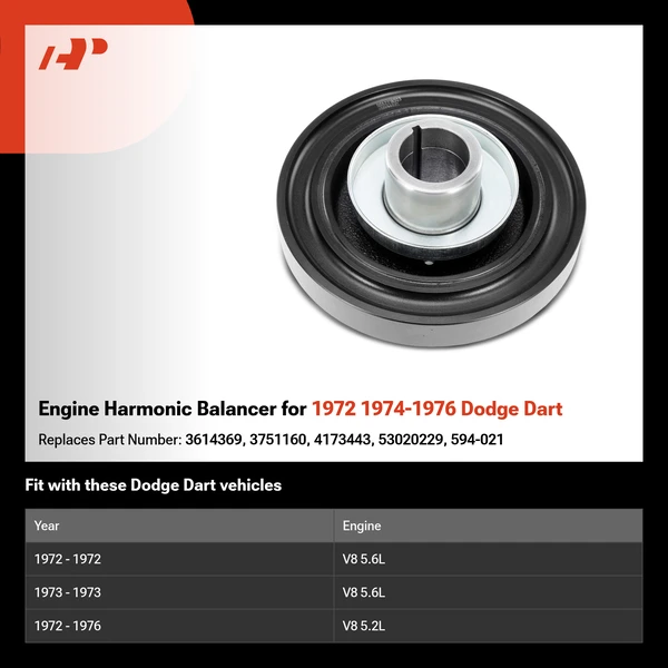 Engine Harmonic Balancer for 1972 1974-1976 Dodge Dart