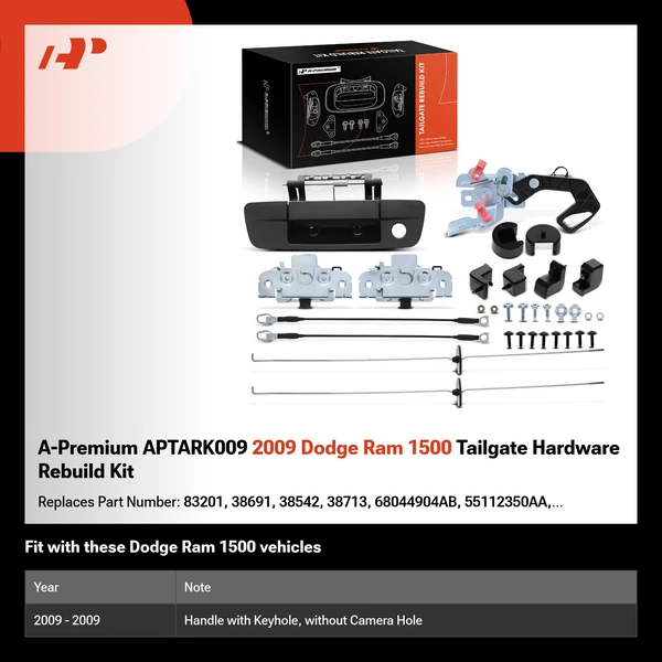 A-Premium APTARK009 2009 Dodge Ram 1500 Tailgate Hardware Rebuild Kit