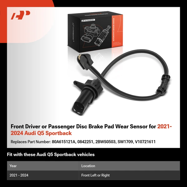 Front Driver or Passenger Disc Brake Pad Wear Sensor for 2021-2024 Audi Q5 Sportback