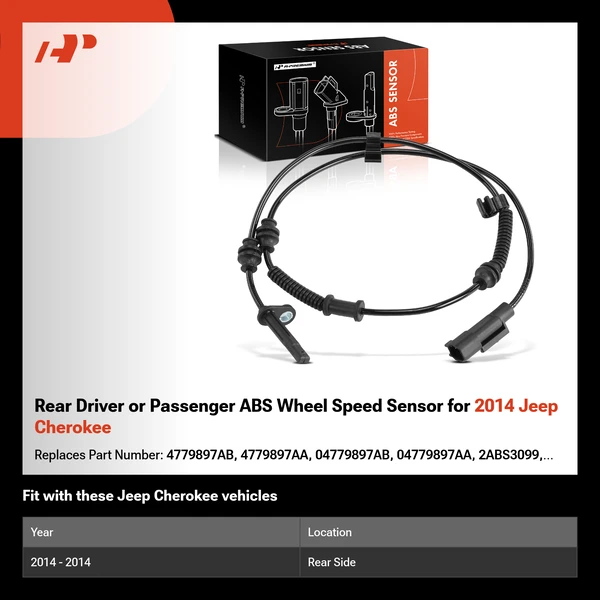 Rear Driver or Passenger ABS Wheel Speed Sensor for 2014 Jeep Cherokee