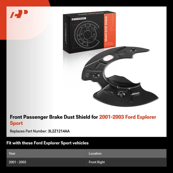Front Passenger Brake Dust Shield for 2001-2003 Ford Explorer Sport