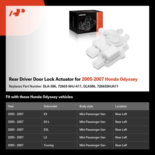 Rear Driver Door Lock Actuator for 2005-2007 Honda Odyssey