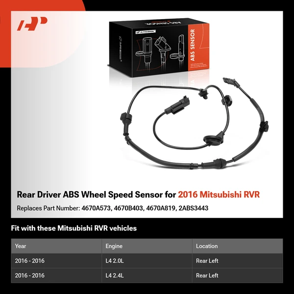 Rear Driver ABS Wheel Speed Sensor for 2016 Mitsubishi RVR