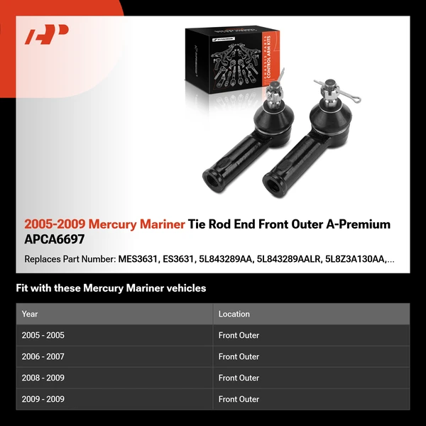 2005-2009 Mercury Mariner Tie Rod End Front Outer A-Premium APCA6697