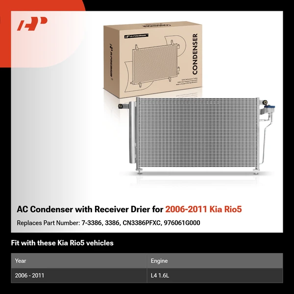 AC Condenser with Receiver Drier for 2006-2011 Kia Rio5