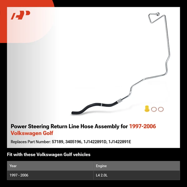 Power Steering Return Line Hose Assembly for 1997-2006 Volkswagen Golf