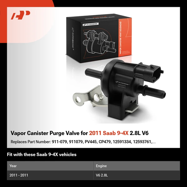 Vapor Canister Purge Valve for 2011 Saab 9-4X 2.8L V6
