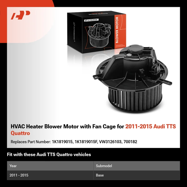 HVAC Heater Blower Motor with Fan Cage for 2011-2015 Audi TTS Quattro