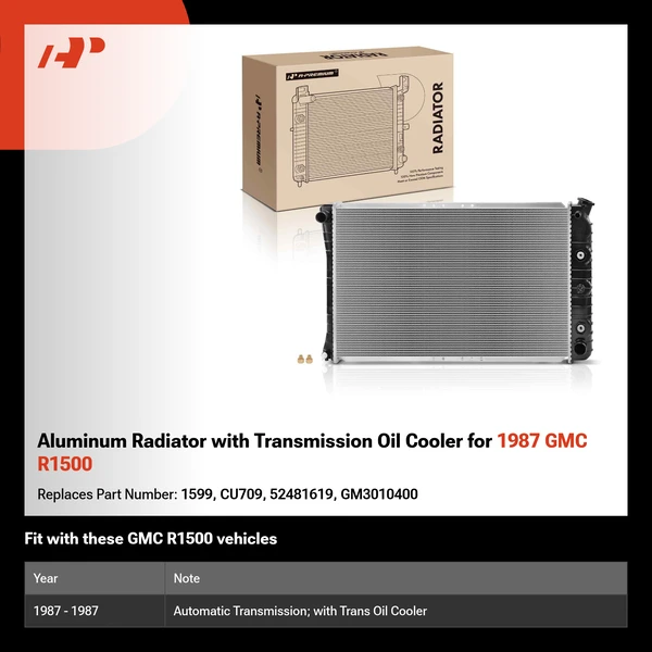 Aluminum Radiator with Transmission Oil Cooler for 1987 GMC R1500