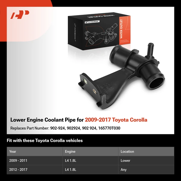 Lower Engine Coolant Pipe for 2009-2017 Toyota Corolla