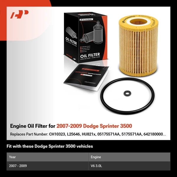 Engine Oil Filter for 2007-2009 Dodge Sprinter 3500
