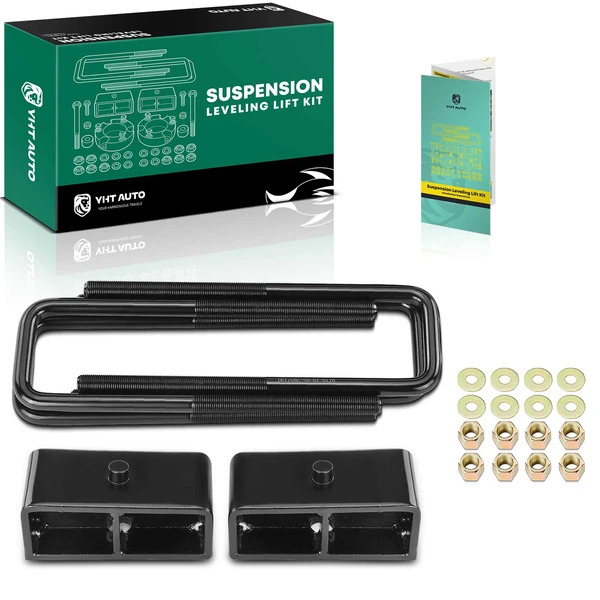 6 Pcs 2-inch Rear Leveling Lift Kit with Blocks & U-Bolts for 2007-2023 Toyota Tundra