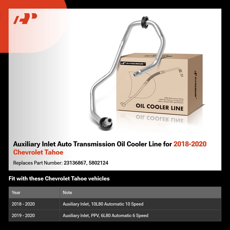 Auxiliary Inlet Auto Transmission Oil Cooler Line for 2018-2020 Chevrolet Tahoe