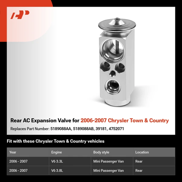 Rear AC Expansion Valve for 2006-2007 Chrysler Town & Country