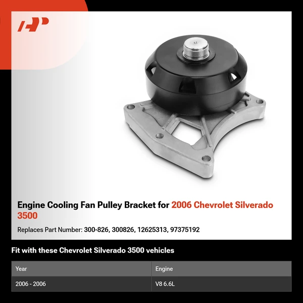 Engine Cooling Fan Pulley Bracket for 2006 Chevrolet Silverado 3500