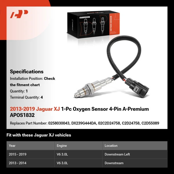 2013-2019 Jaguar XJ 1-Pc Oxygen Sensor 4-Pin A-Premium APOS1832