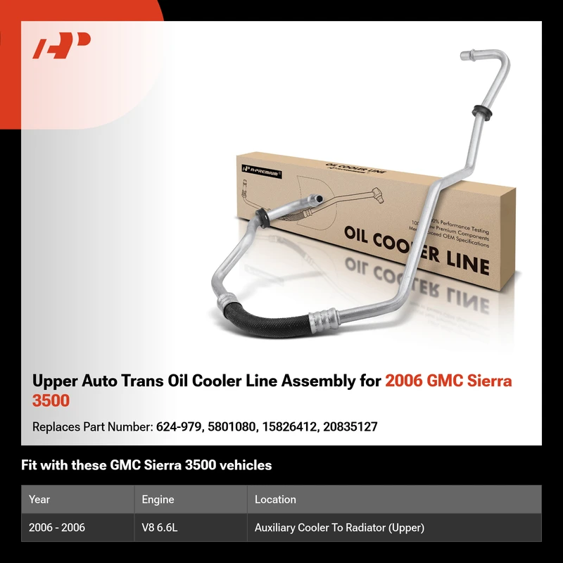 Upper Auto Trans Oil Cooler Line Assembly for 2006 GMC Sierra 3500