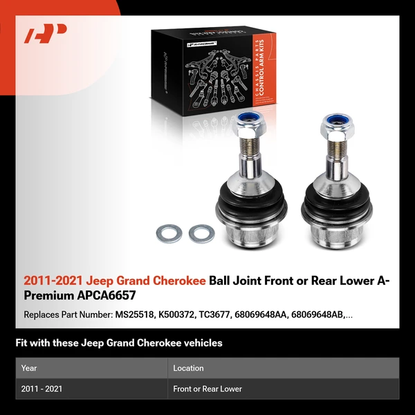 2011-2021 Jeep Grand Cherokee Ball Joint Front or Rear Lower A-Premium APCA6657
