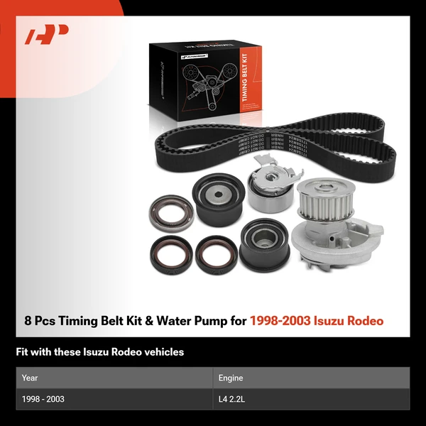 8 Pcs Timing Belt Kit & Water Pump for 1998-2003 Isuzu Rodeo
