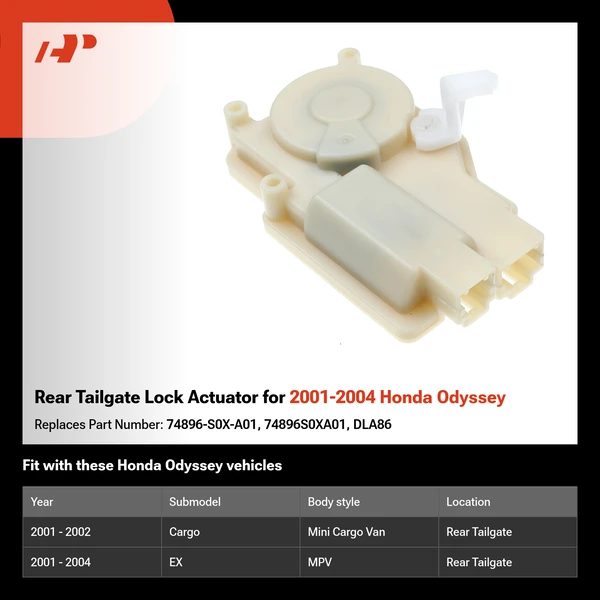 Rear Tailgate Lock Actuator for 2001-2004 Honda Odyssey