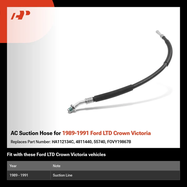 AC Suction Hose for 1989-1991 Ford LTD Crown Victoria