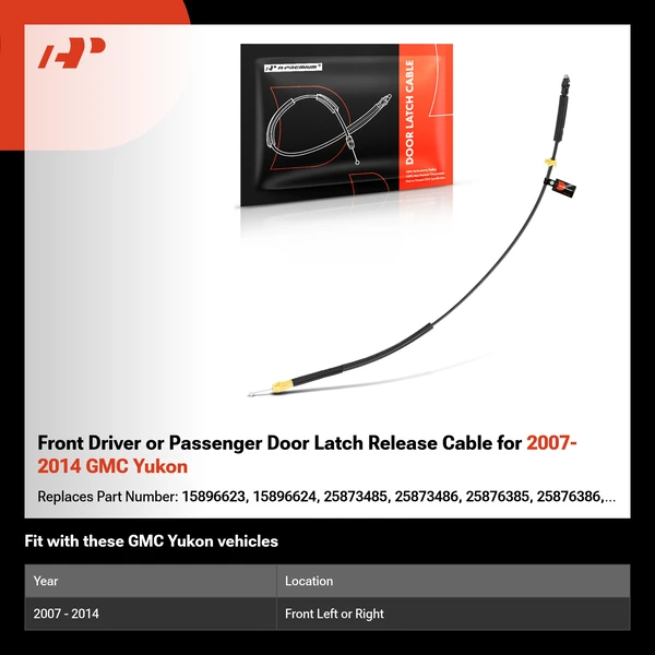 Front Driver or Passenger Door Latch Release Cable for 2007-2014 GMC Yukon