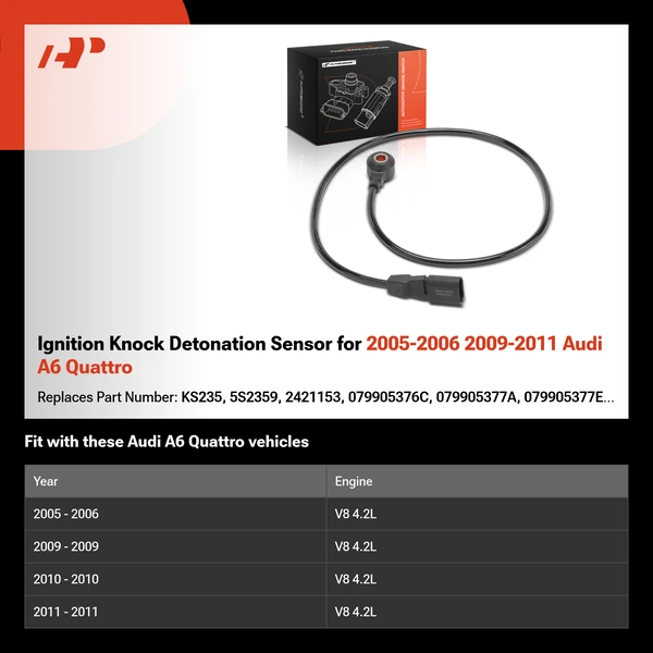 Ignition Knock Detonation Sensor for 2005-2006 2009-2011 Audi A6 Quattro