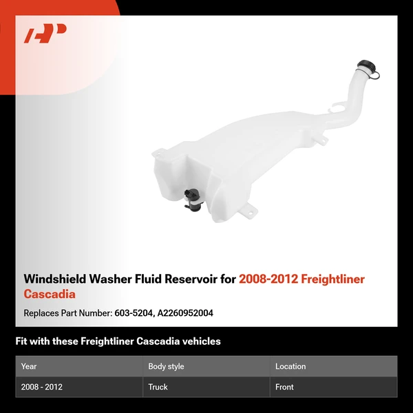 Windshield Washer Fluid Reservoir for 2008-2012 Freightliner Cascadia