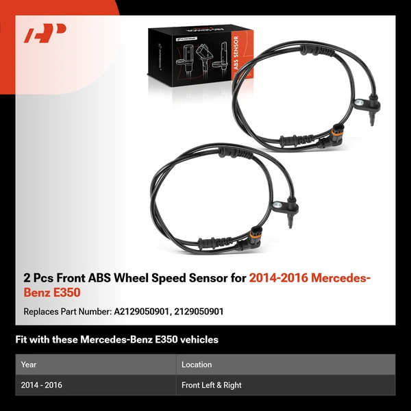2 Pcs Front ABS Wheel Speed Sensor for 2014-2016 Mercedes-Benz E350