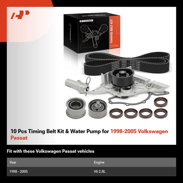 10 Pcs Timing Belt Kit & Water Pump for 1998-2005 Volkswagen Passat