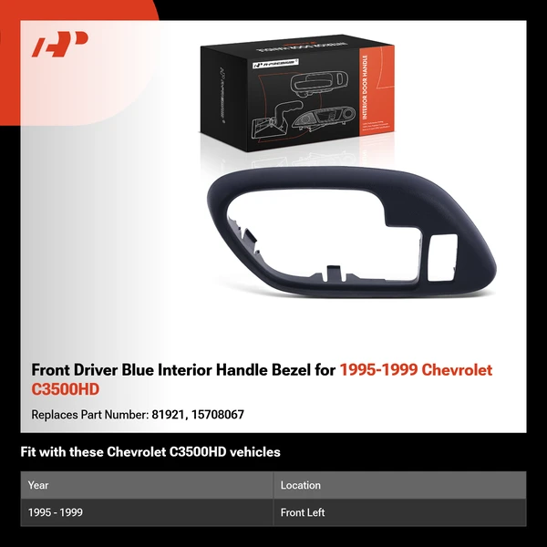 Front Driver Blue Interior Handle Bezel for 1995-1999 Chevrolet C3500HD