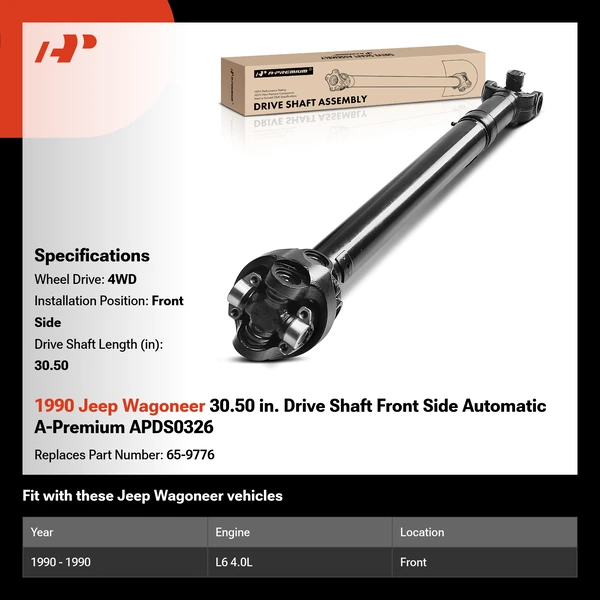1990 Jeep Wagoneer 30.50 in. Drive Shaft Front Side Automatic A-Premium APDS0326