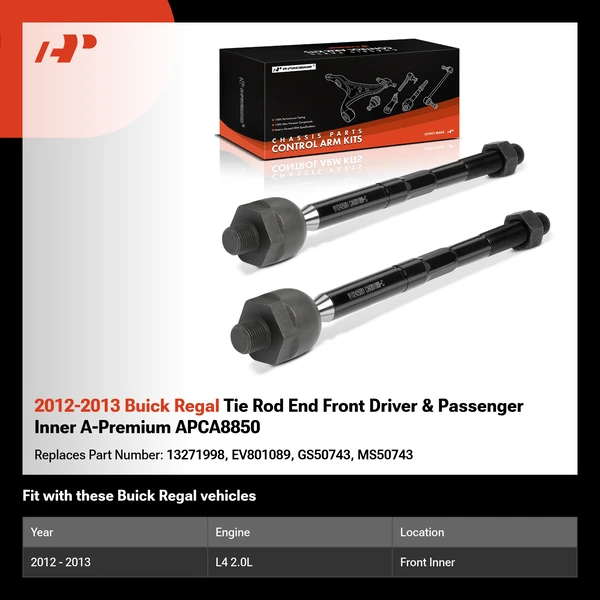 2012-2013 Buick Regal Tie Rod End Front Driver & Passenger Inner A-Premium APCA8850