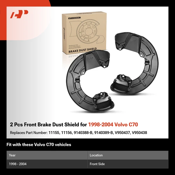 2 Pcs Front Brake Dust Shield for 1998-2004 Volvo C70